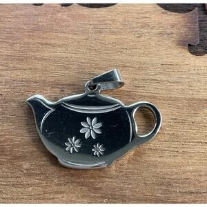 Vintage Sterling Silver Teapot Pendant Inspirational Quote Eleanor Roosevelt